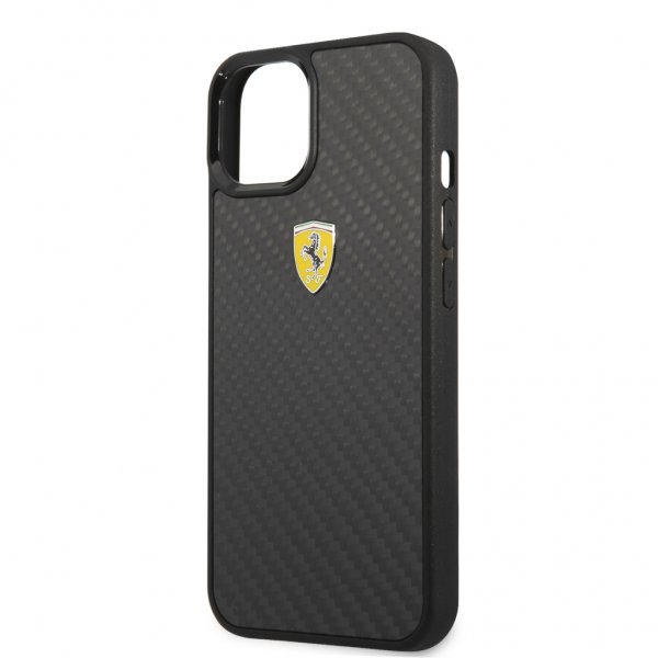 Ferrari iPhone 13 Mini Deksel Real Carbon Metal Logo Svart