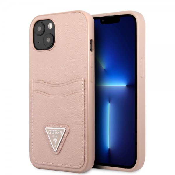 Guess iPhone 13 Mini Deksel Saffiano Double Cardslot Rosa