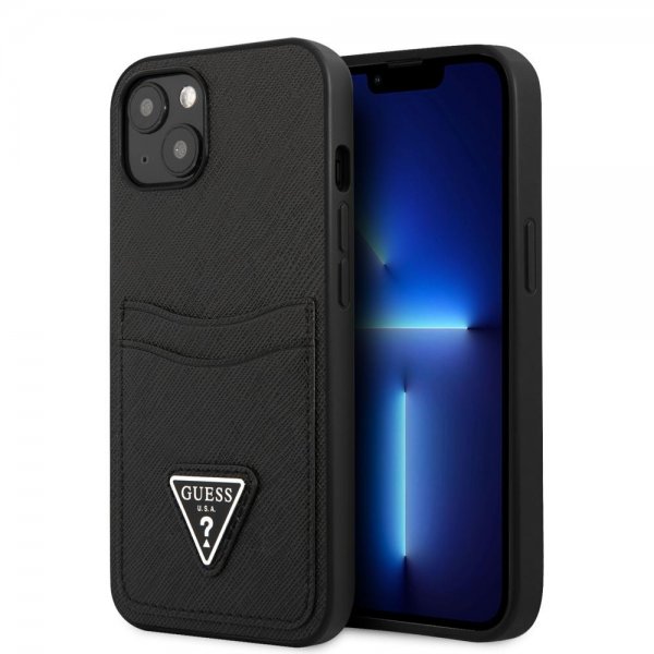 Guess iPhone 13 Mini Deksel Saffiano Double Cardslot Svart