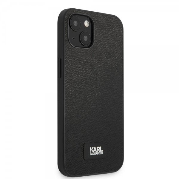 Karl Lagerfeld iPhone 13 Mini Deksel Saffiano Metal Plaque Svart