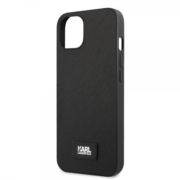 Karl Lagerfeld iPhone 13 Mini Deksel Saffiano Metal Plaque Svart