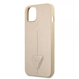 Guess iPhone 13 Mini Deksel Saffiano Metal Triangle Beige