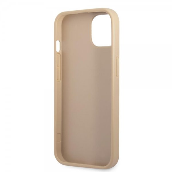 Guess iPhone 13 Mini Deksel Saffiano Metal Triangle Beige