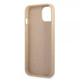 Guess iPhone 13 Mini Deksel Saffiano Metal Triangle Beige
