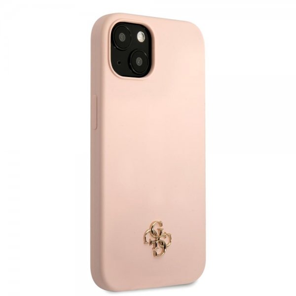 Guess iPhone 13 Mini Deksel Silicone Metal Logo 4G Light Pink