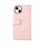 Rvelon iPhone 13 Etui Ekte skinn Kortlommer Rosa