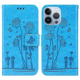 iPhone 13 Pro Etui Blomstermønster Blå