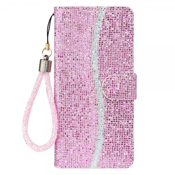 iPhone 13 Pro Etui Glitter Stripe Rosa