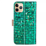 iPhone 13 Pro Etui Krokodillemønster Glitter Grønn