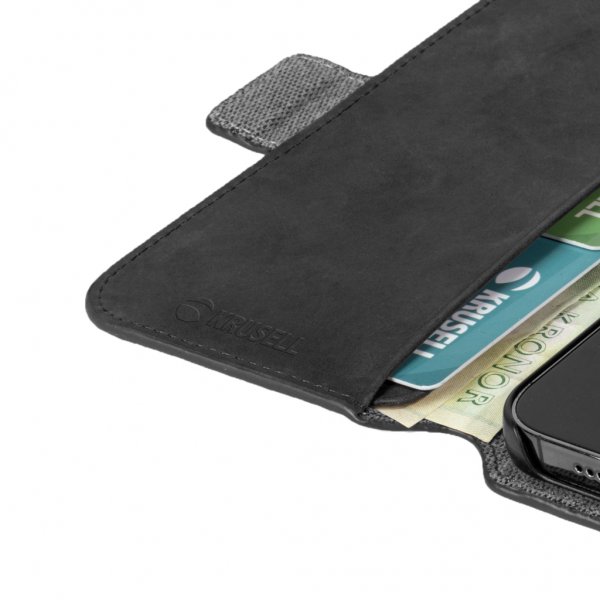 Krusell iPhone 13 Pro Etui Leather PhoneWallet Svart