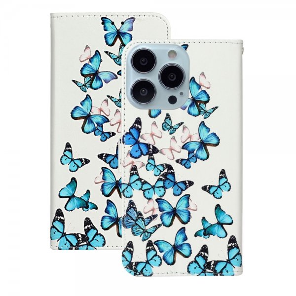 iPhone 13 Pro Etui Motiv Blå Sommerfugler
