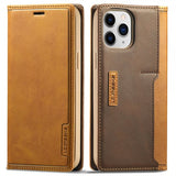 Lc.Imeeke iPhone 13 Pro Max Etui Kortlomme Utside Brun