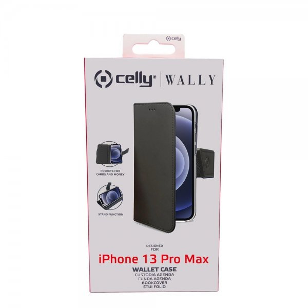 Celly iPhone 13 Pro Max Etui Wally Wallet Case Svart