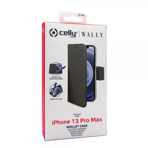 Celly iPhone 13 Pro Max Etui Wally Wallet Case Svart