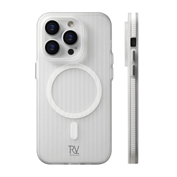 Rvelon iPhone 13 Pro Max Deksel Korrugerte MagSafe Hvit
