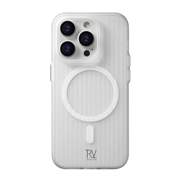 Rvelon iPhone 13 Pro Max Deksel Korrugerte MagSafe Hvit