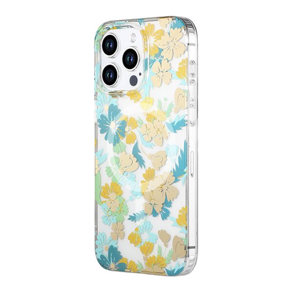 iPhone 13 Pro Max Deksel Blomstermønster MagSafe Turkis