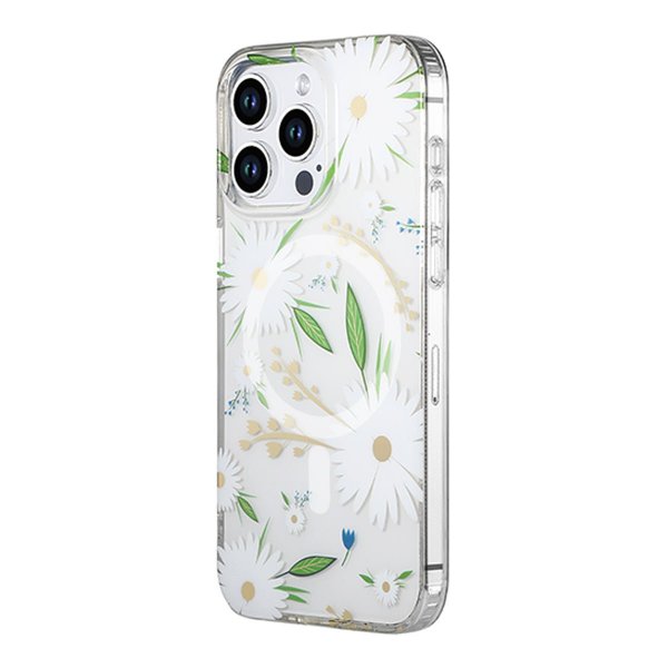 iPhone 13 Pro Max Deksel Blomstermønster MagSafe Hvit