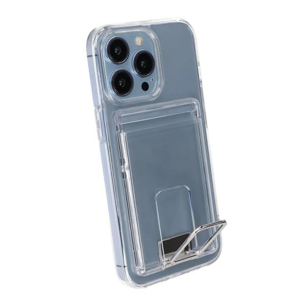 Rvelon iPhone 13 Pro Max Deksel with Stand Card Holder Transparent