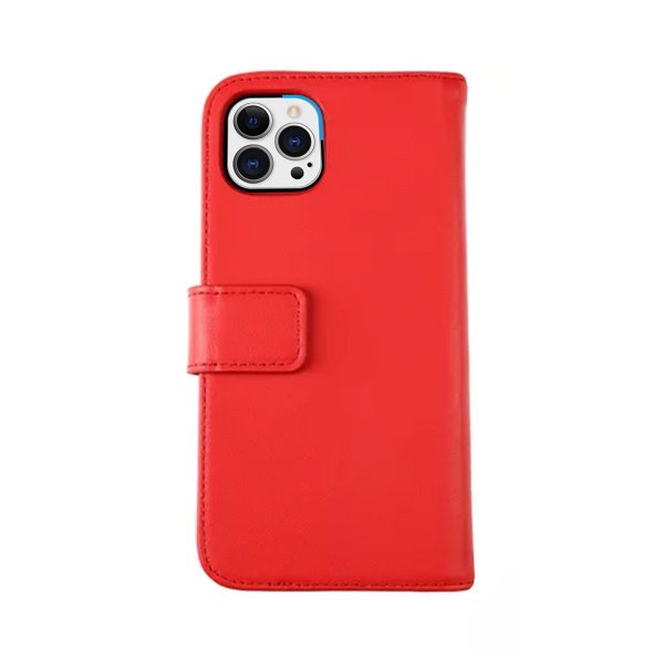 Rvelon iPhone 13 Pro Max Etui Ekte Skinn Rød