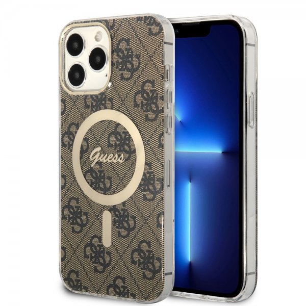 Guess iPhone 13 Pro Max Deksel 4G Pattern MagSafe Brun
