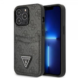 Guess iPhone 13 Pro Max Deksel Double Cardslot Metal Triangle Svart