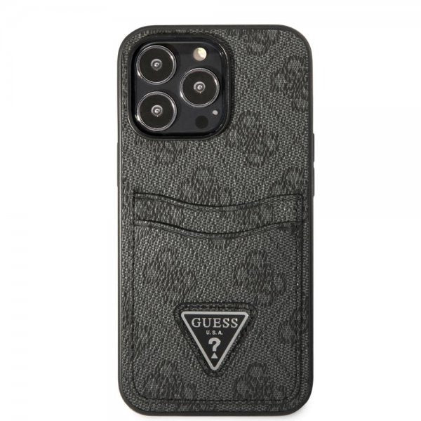 Guess iPhone 13 Pro Max Deksel Double Cardslot Metal Triangle Svart