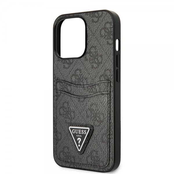 Guess iPhone 13 Pro Max Deksel Double Cardslot Metal Triangle Svart