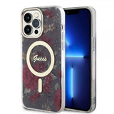 Guess iPhone 13 Pro Max Deksel Flower MagSafe Kaki