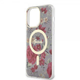 Guess iPhone 13 Pro Max Deksel Flower MagSafe Kaki