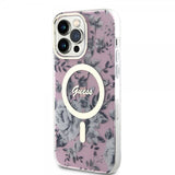 Guess iPhone 13 Pro Max Deksel Flower MagSafe Rosa