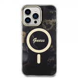 Guess iPhone 13 Pro Max Deksel Golden Marble MagSafe Svart