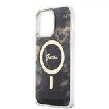 Guess iPhone 13 Pro Max Deksel Golden Marble MagSafe Svart