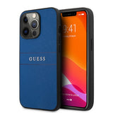 Guess iPhone 13 Pro Max Deksel Hot Stamp Metal Logo Blå