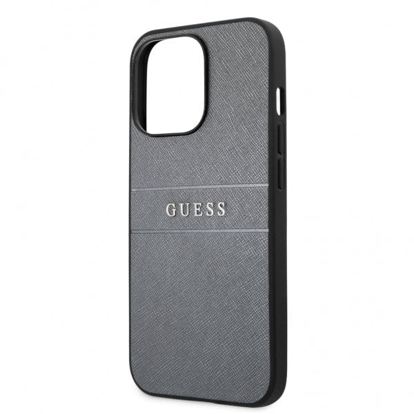 Guess iPhone 13 Pro Max Deksel Hot Stamp Metal Logo Grå
