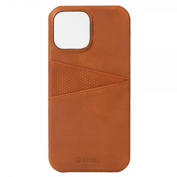 Krusell iPhone 13 Pro Max Deksel Leather CardCover Cognac Brown
