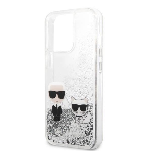 Karl Lagerfeld iPhone 13 Pro Max Deksel Liquid Glitter Sølv