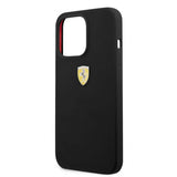 Ferrari iPhone 13 Pro Max Deksel Liquid Silicone Metal Logo Svart