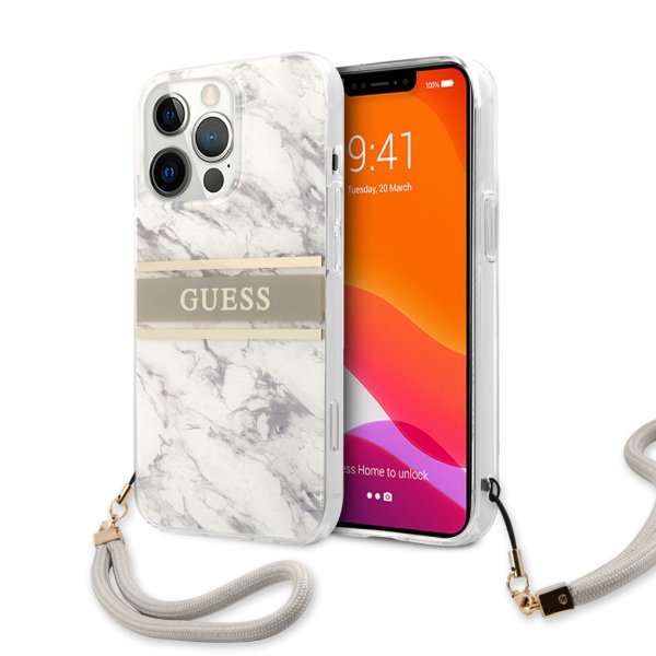 Guess iPhone 13 Pro Max Deksel Marble Design Stripe Grå