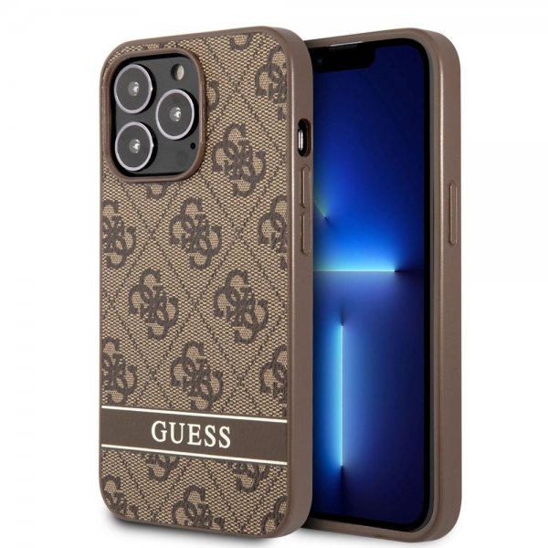 Guess iPhone 13 Pro Max Deksel Printed Stripe Bottom Brun