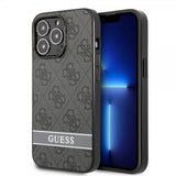 Guess iPhone 13 Pro Max Deksel Printed Stripe Bottom Grå