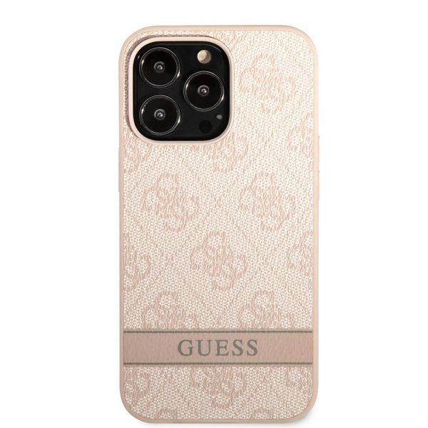 Guess iPhone 13 Pro Max Deksel Printed Stripe Bottom Rosa