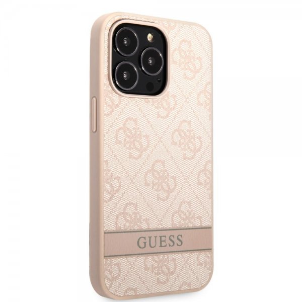 Guess iPhone 13 Pro Max Deksel Printed Stripe Bottom Rosa