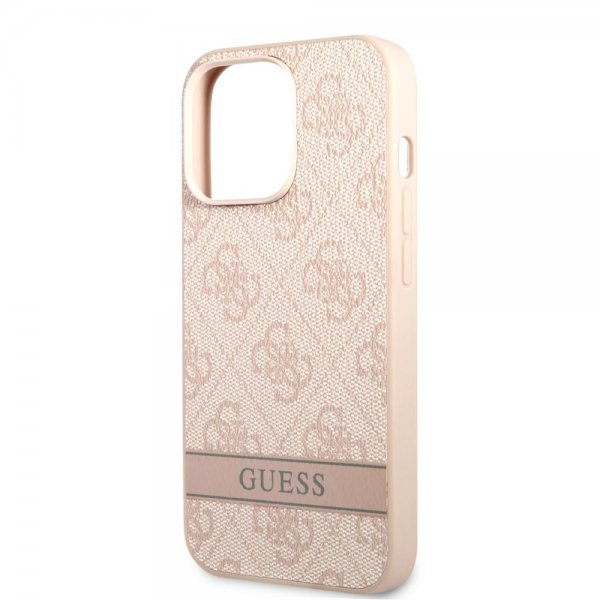 Guess iPhone 13 Pro Max Deksel Printed Stripe Bottom Rosa