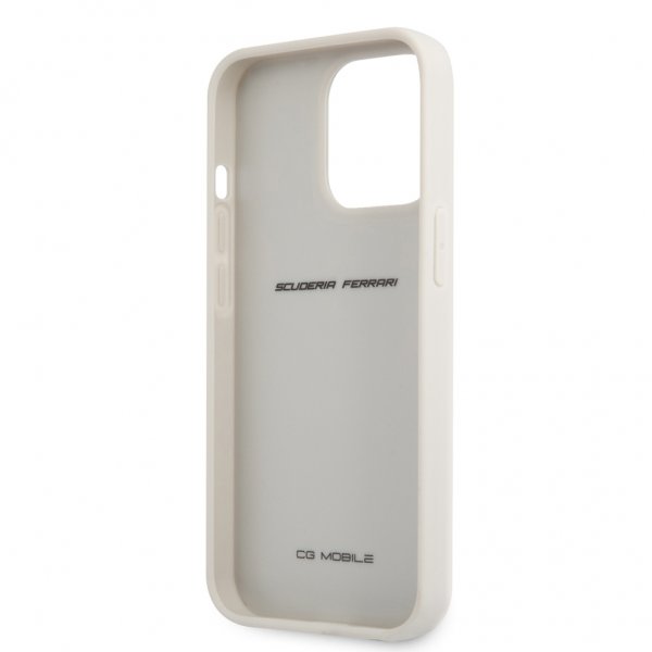 Ferrari iPhone 13 Pro Max Deksel Real Carbon Metal Logo Sølv