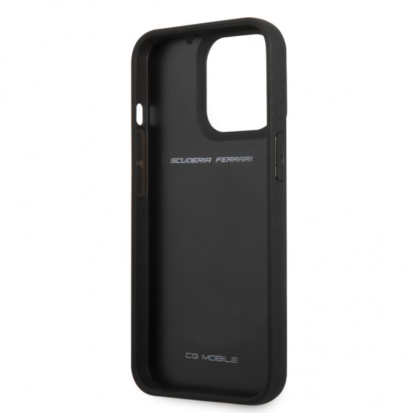 Ferrari iPhone 13 Pro Max Deksel Real Carbon Metal Logo Svart