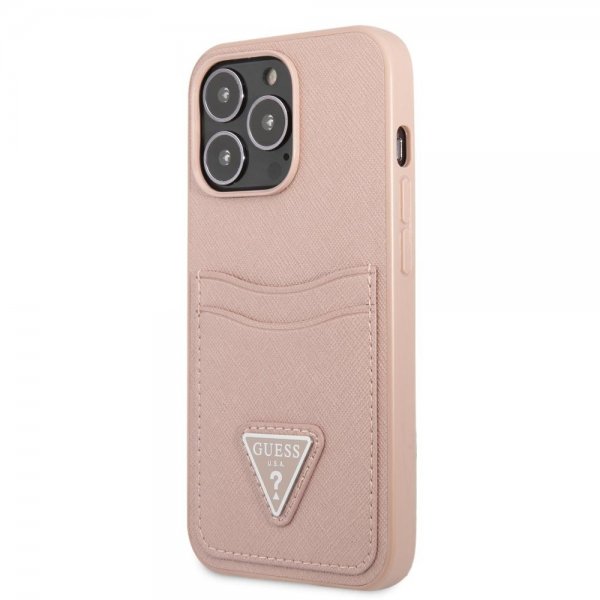 Guess iPhone 13 Pro Max Deksel Saffiano Double Cardslot Rosa