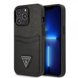 Guess iPhone 13 Pro Max Deksel Saffiano Double Cardslot Svart
