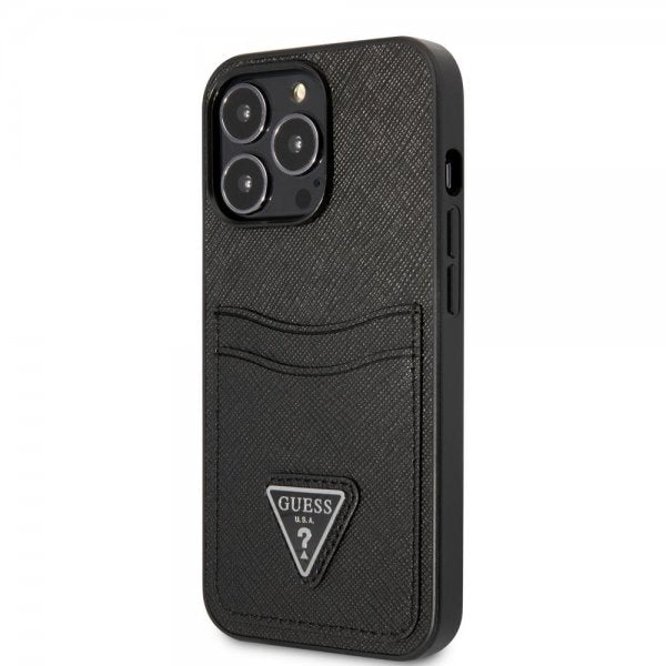 Guess iPhone 13 Pro Max Deksel Saffiano Double Cardslot Svart