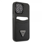 Guess iPhone 13 Pro Max Deksel Saffiano Double Cardslot Svart
